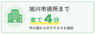 旭川市役所まで車で4分